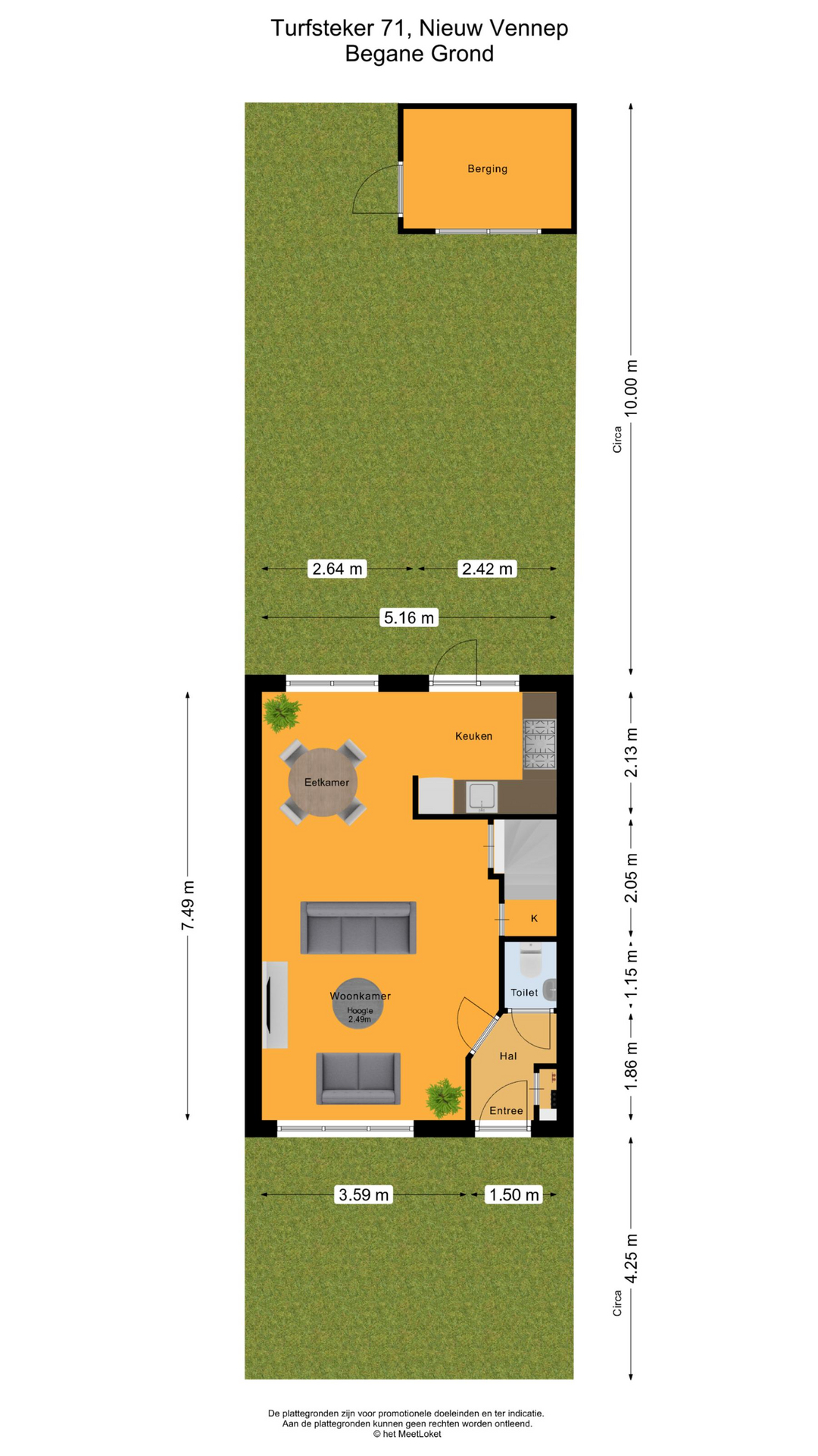 Turfsteker 71 , 2152 LZ Nieuw-vennep map